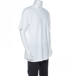 Pre Owned Balenciaga White Cotton Logo Print Oversized T-Shirt M