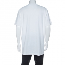 Pre Owned Balenciaga White Cotton Logo Print Oversized T-Shirt M