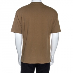 Pre Owned Balenciaga Beige BB Logo print Cotton T-Shirt M