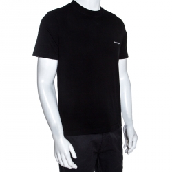 Pre Owned Balenciaga Black Cotton Crew Neck T-Shirt M