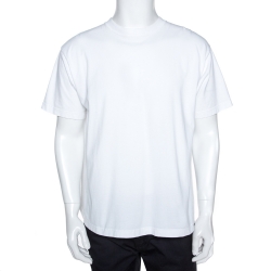 مملوكة مسبقًا Balenciaga White Cotton Back Logo Print Oversized T Shirt M