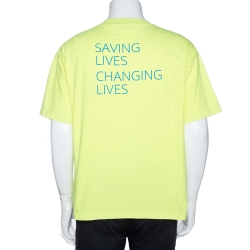 مملوكة مسبقًا Balenciaga Neon Yellow Cotton World Food Programme Oversized T-Shirt S