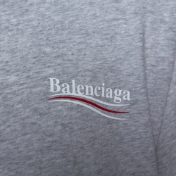 Pre Owned Balenciaga Light Grey Cotton Wave Logo Print T Shirt S