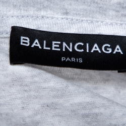 Pre Owned Balenciaga Light Grey Cotton Wave Logo Print T Shirt S