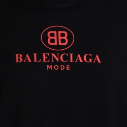 Pre Owned Balenciaga Black Cotton BB Balenciaga Mode Print T-Shirt S