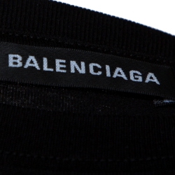 Pre Owned Balenciaga Black Cotton Lowercase Logo Print T Shirt XS