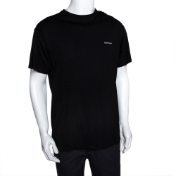 Pre Owned Balenciaga Black Cotton Lowercase Logo Print T Shirt XS