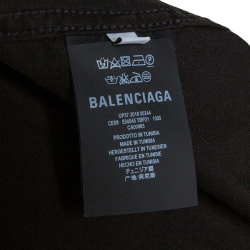 Pre Owned Balenciaga Black Cotton Short Sleeve Safari Shirt M
