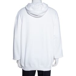 Pre Owned Balenciaga White Embroidered Logo Cotton Oversized Hoodie XS