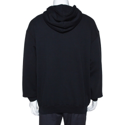 Pre Owned Balenciaga Black Embroidered Logo Cotton Oversized Hoodie S