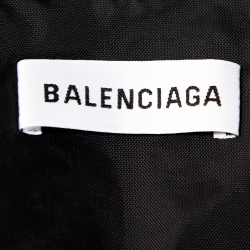 Pre Owned Balenciaga Black & White Denim & Synthetic Trim Logo Printed Jacket M