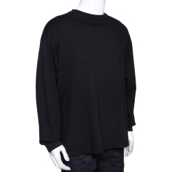 Pre Owned Balenciaga Black Printed Cotton Long Sleeve Oversized T-Shirt S