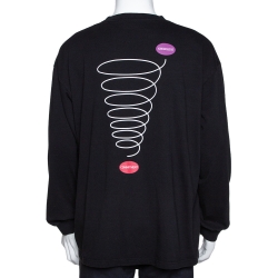 Pre Owned Balenciaga Black Printed Cotton Long Sleeve Oversized T-Shirt S