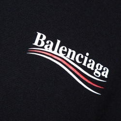 Pre Owned Balenciaga Black Cotton Campaign Logo Crew Neck T Shirt M
