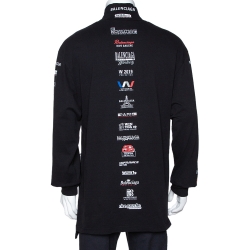 Pre Owned Balenciaga Black Cotton Multi Logo Print Long Sleeve Turtleneck T Shirt M 