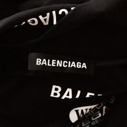 Pre Owned Balenciaga Black Cotton Multi Logo Print Long Sleeve Turtleneck T Shirt M 