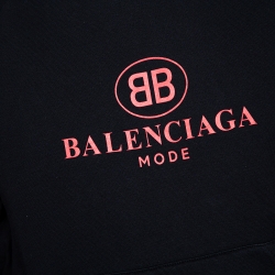 Pre Owned Balenciaga Black BB Mode Print Cotton Hooded Sweatshirt XS