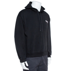 Pre Owned Balenciaga Black Cotton Political Logo Hooded Sweatshirt XL