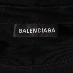 Pre Owned Balenciaga Black Cotton Logo Printed Crewneck T-Shirt L   