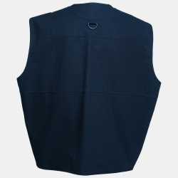 Pre Owned Balenciaga Navy Blue Cotton Oversize Multi Pocket Vest S