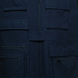 Pre Owned Balenciaga Navy Blue Cotton Oversize Multi Pocket Vest S