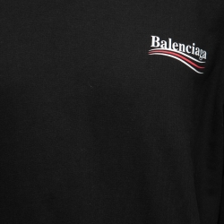 Pre Owned Balenciaga Black Cotton Logo Printed Sweatshirt S