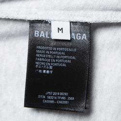 Pre Owned Balenciaga Grey Logo Print Cotton Oversized T-Shirt M