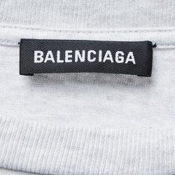 Pre Owned Balenciaga Grey Logo Print Cotton Oversized T-Shirt M