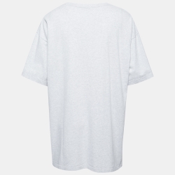 Pre Owned Balenciaga Grey Logo Print Cotton Oversized T-Shirt M