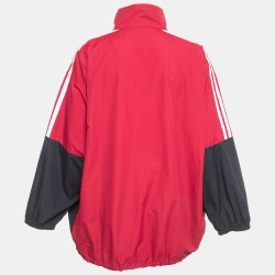 Balenciaga Multicolor Logo Print Nylon Zip Front Drawstring Hem Oversized Jacket XXS