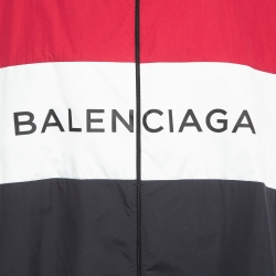 Balenciaga Multicolor Logo Print Nylon Zip Front Drawstring Hem Oversized Jacket XXS
