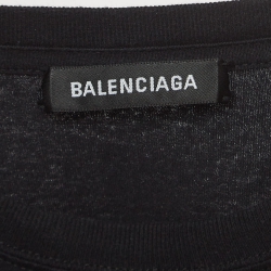 مملوكة مسبقًا Balenciaga Black Logo Print Cotton Half Sleeve T-Shirt M