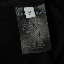 مملوكة مسبقًا Balenciaga Black Logo Print Cotton Half Sleeve T-Shirt M
