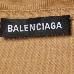 Balenciaga Brown Logo Printed Cotton T-Shirt XS