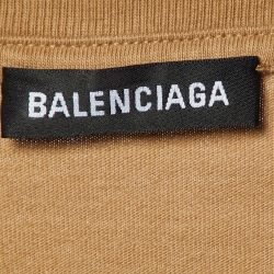 مملوكة مسبقًا Balenciaga Brown Logo Printed Cotton T-Shirt XS