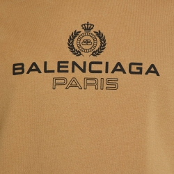 مملوكة مسبقًا Balenciaga Brown Logo Printed Cotton T-Shirt XS