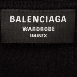 Pre Owned Balenciaga Black Blurry Logo Print Cotton Crew Neck T-Shirt S