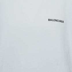 Pre Owned Balenciaga White Printed Cotton Knit T-Shirt M