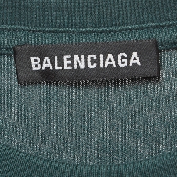 Pre Owned Balenciaga Green Logo Print Cotton Knit Oversized T-Shirt M
