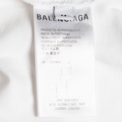 Pre Owned Balenciaga White Logo Print Cotton T-Shirt M