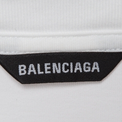 Pre Owned Balenciaga White Logo Print Cotton T-Shirt M
