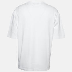 Pre Owned Balenciaga White Logo Print Cotton T-Shirt M