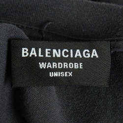 Pre Owned Balenciaga Grey Embroidered Cotton Oversized T-Shirt XS