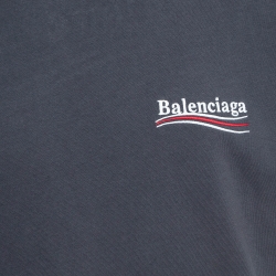 Pre Owned Balenciaga Grey Embroidered Cotton Oversized T-Shirt XS