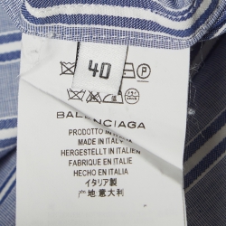 مملوكة مسبقًا Balenciaga Blue Striped Cotton Button Front Shirt L
