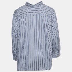 مملوكة مسبقًا Balenciaga Blue Striped Cotton Button Front Shirt L