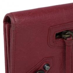 Pre Owned Balenciaga Red Leather Classic Money Wallet