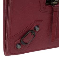 Pre Owned Balenciaga Red Leather Classic Money Wallet