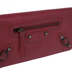 Pre Owned Balenciaga Red Leather Classic Money Wallet