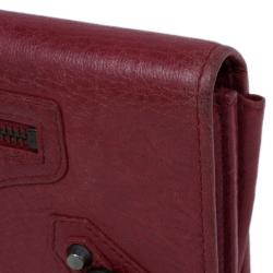Pre Owned Balenciaga Red Leather Classic Money Wallet